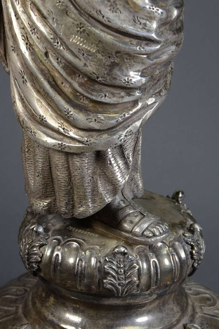 19th Century Spanish Colonial Silver Statue of St. Michael the Archangel