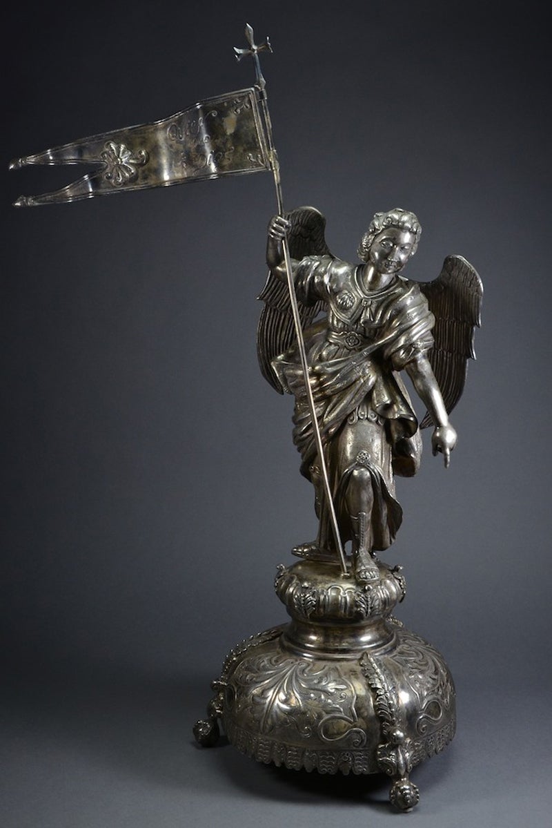 Spanish Colonial Silver Statue of St. Michael the Archangel