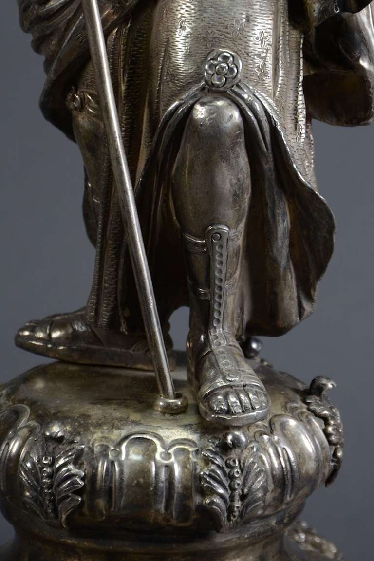 Unknown Spanish Colonial Silver Statue of St. Michael the Archangel