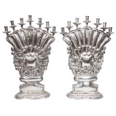 Pair of Seven-Armed Silver Candelabrum