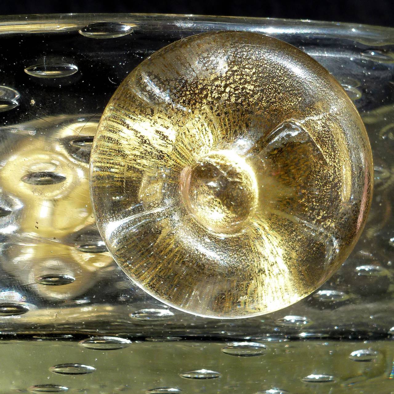 Seguso Vetri D' Arte Murano Gold Medallions Italian Art Glass Vanity Tray Bowl 1