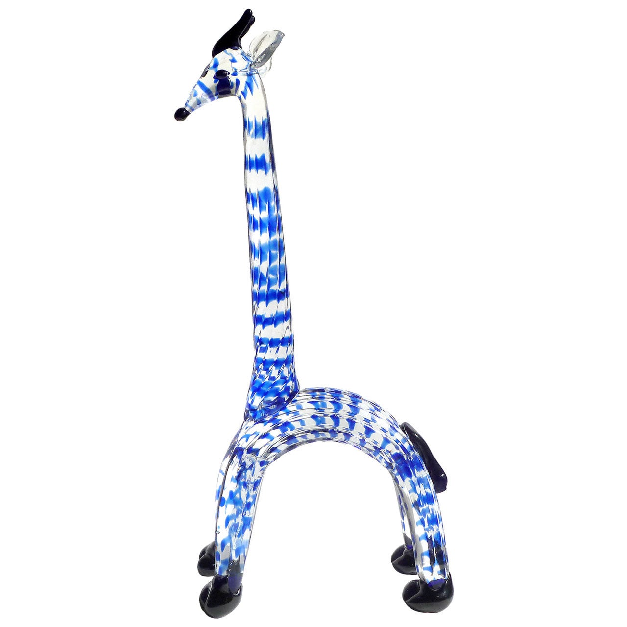 Ercole Barovier Murano Cobalt Blue Spots Italian Art Glass Giraffe Animal Sculpture