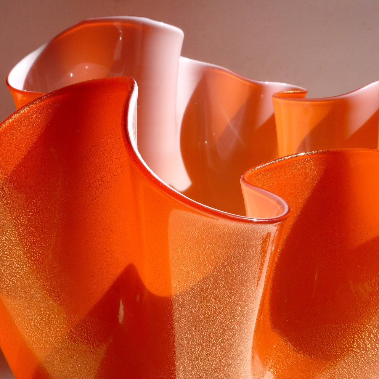 murano glass vase orange