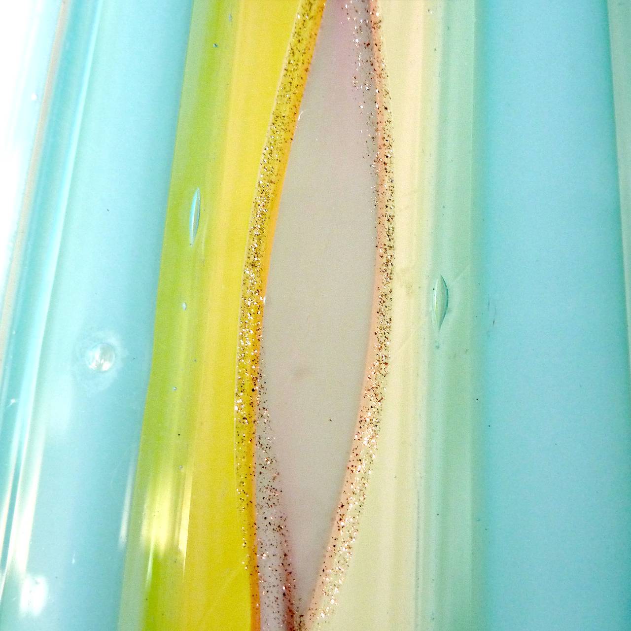 Mid-Century Modern Dino Martens Aureliano Toso Murano Rainbow Ribbon Italian Art Glass Flower Vase