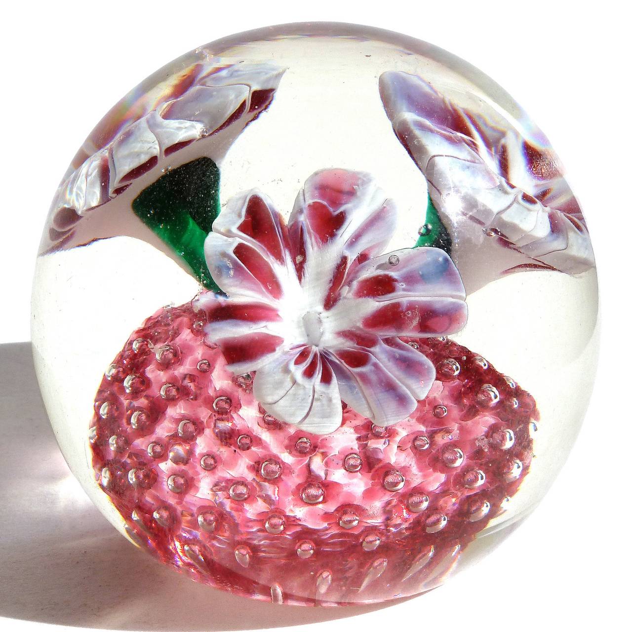 Hand-Crafted Fratelli Toso Murano Millefiori Flowers Ribbons Italian Art Glass Paperweights