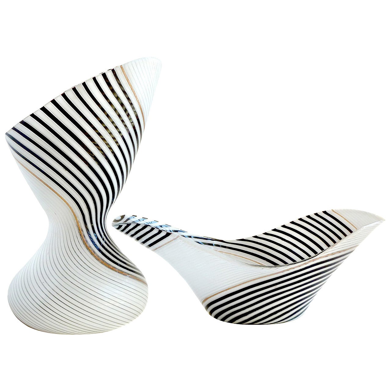 Dino Martens for Aureliano Toso, Murano Italian Art Glass Vase and Bowl