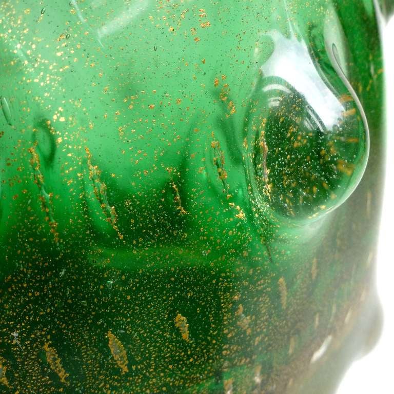 Seguso Vetri D' Arte Murano Gold Flecks Trunk Italian Art Glass Sculptural Vase In Excellent Condition In Kissimmee, FL