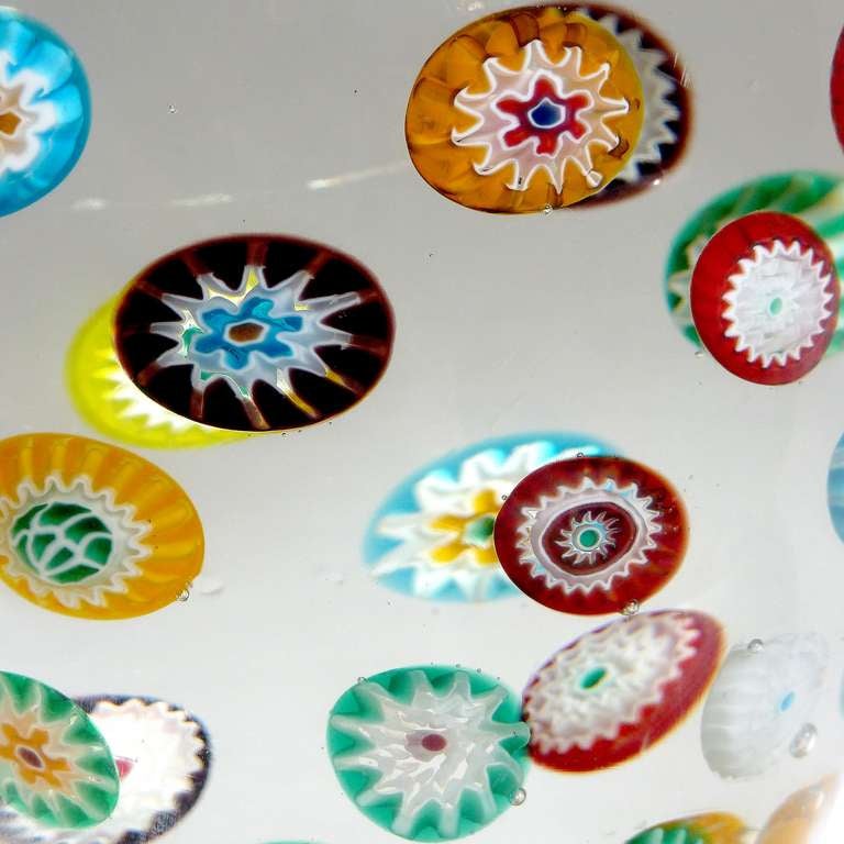 Verre brun Ensemble de sculptures de serre-livres en verre d'art italien Fratelli Toso Murano en forme de fleur Millefiori
