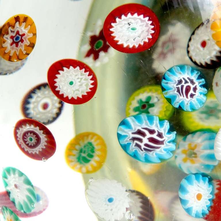 Ensemble de sculptures de serre-livres en verre d'art italien Fratelli Toso Murano en forme de fleur Millefiori 1