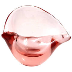 Seguso Vetri d'Arte Murano Sommerso Peach Pink Italian Art Glass Conch Shell