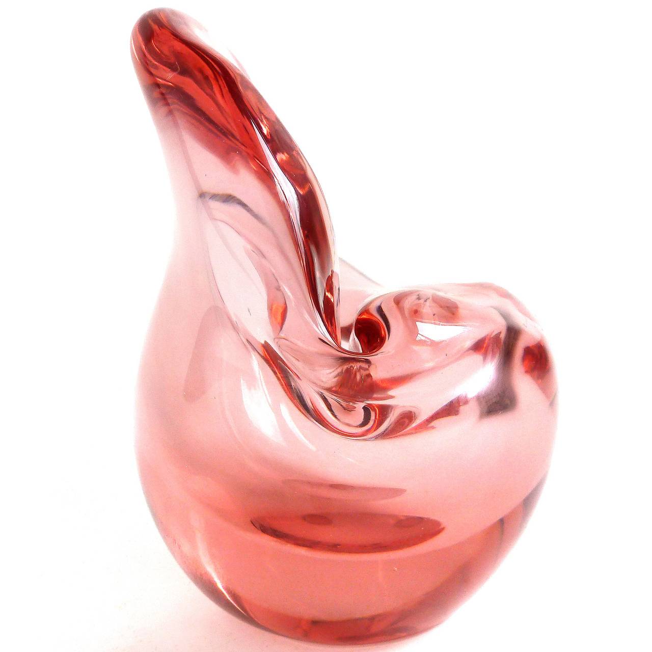 Seguso Vetri d'Arte Murano Sommerso Peach Pink Italian Art Glass Conch Shell