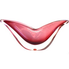 Archimede Seguso Murano Cranberry Red Sommerso Italian Art Glass Bowl