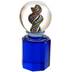 Paolo Venini Murano Rainbow Filigrana Ribbons Italian Art Glass Paperweight