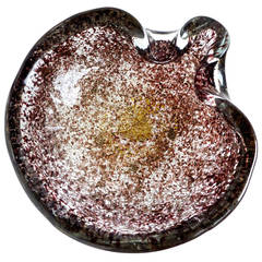Ercole Barovier Toso Murano Gold Flecks Relievi Aurati Italian Art Glass Bowl 11