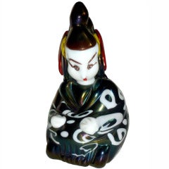 Rare Cenedese Murano Italian Iridescent Art Glass Geisha Woman Figurine