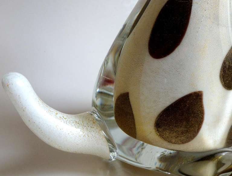 Cute Alfredo Barbini Murano Dalmatian Puppy Dog Italian Art Glass Sculpture In Excellent Condition In Kissimmee, FL