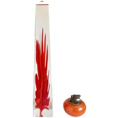 Venini Fulvio Bianconi Murano Rote Flamme Obelisk Italienische Kunst Glasskulptur