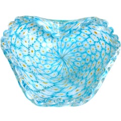 Fratelli Toso Murano Millefiori Flower Mosaic, Vintage Art Glass Bowl