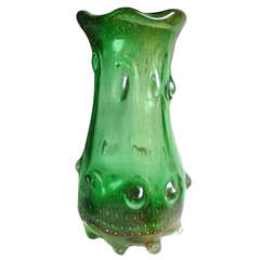 Seguso Vetri D' Arte Murano Gold Flecks Trunk Italian Art Glass Sculptural Vase 9
