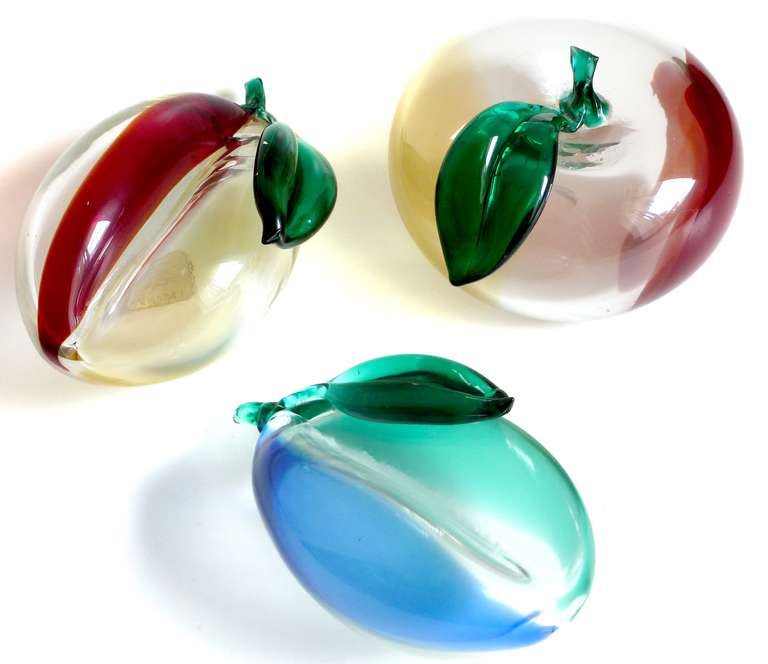 Venini Fulvio Bianconi Murano Macchie Italian Art Glass Fruit Sculpture