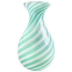 Dino Martens Aureliano Toso Murano Ribbons Italian Art Glass Flower Vase
