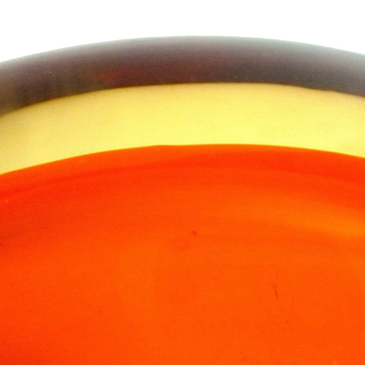 Mid-Century Modern Seguso Vetri D' Arte Murano, Orange-Yellow Italian Art Glass Dish or Ashtray