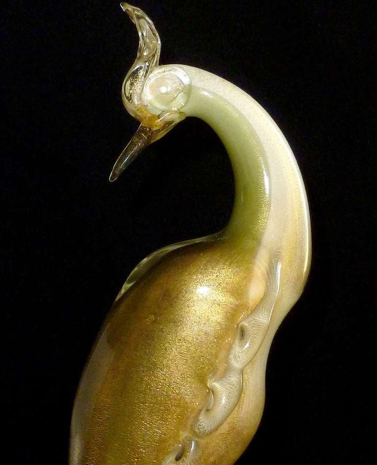 Mid-20th Century Barbini Murano Birds Of Paradise Italian Art Glass Pheasant Sculptures