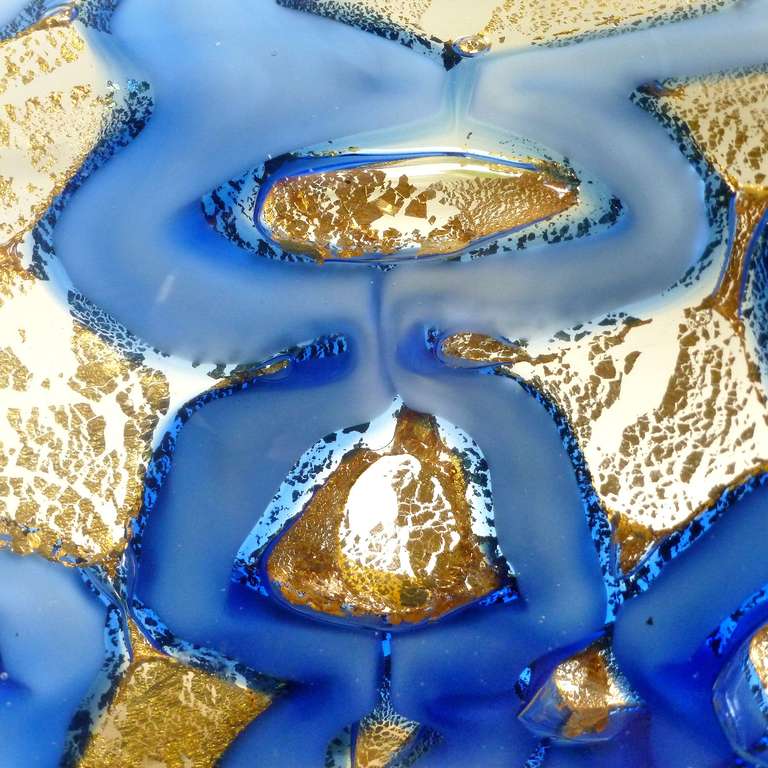 Mid-20th Century Ercole Barovier Toso Murano Gold Flecks Chain Link Italian Art Glass Bowls