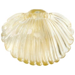 Servierschale in Muschelform aus italienischem Muranoglas mit Goldflecken von Archimede Seguso