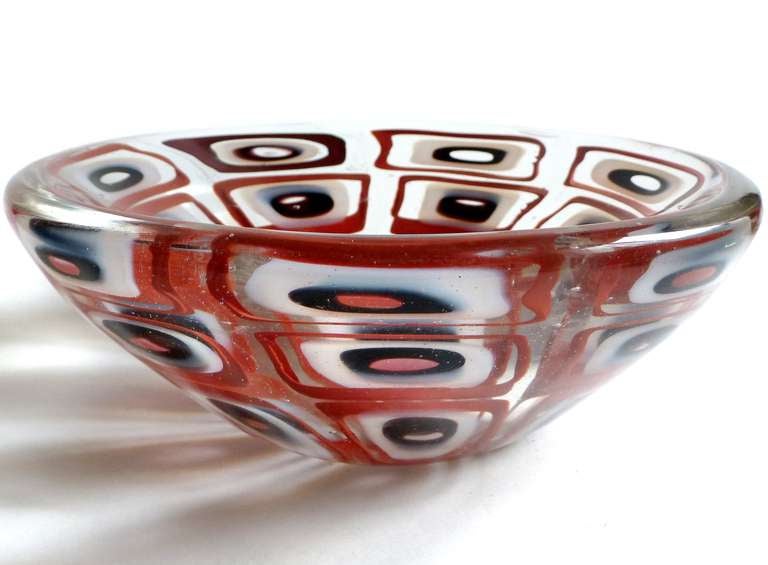 Ercole Barovier Murano Dorico Corniola Tessere Red Opal Italian Art Glass Bowl