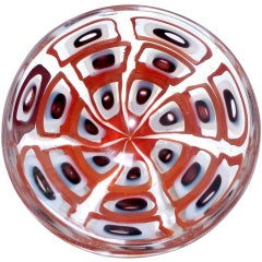 Vintage Ercole Barovier Murano Dorico Corniola Tessere Red Opal Italian Art Glass Bowl