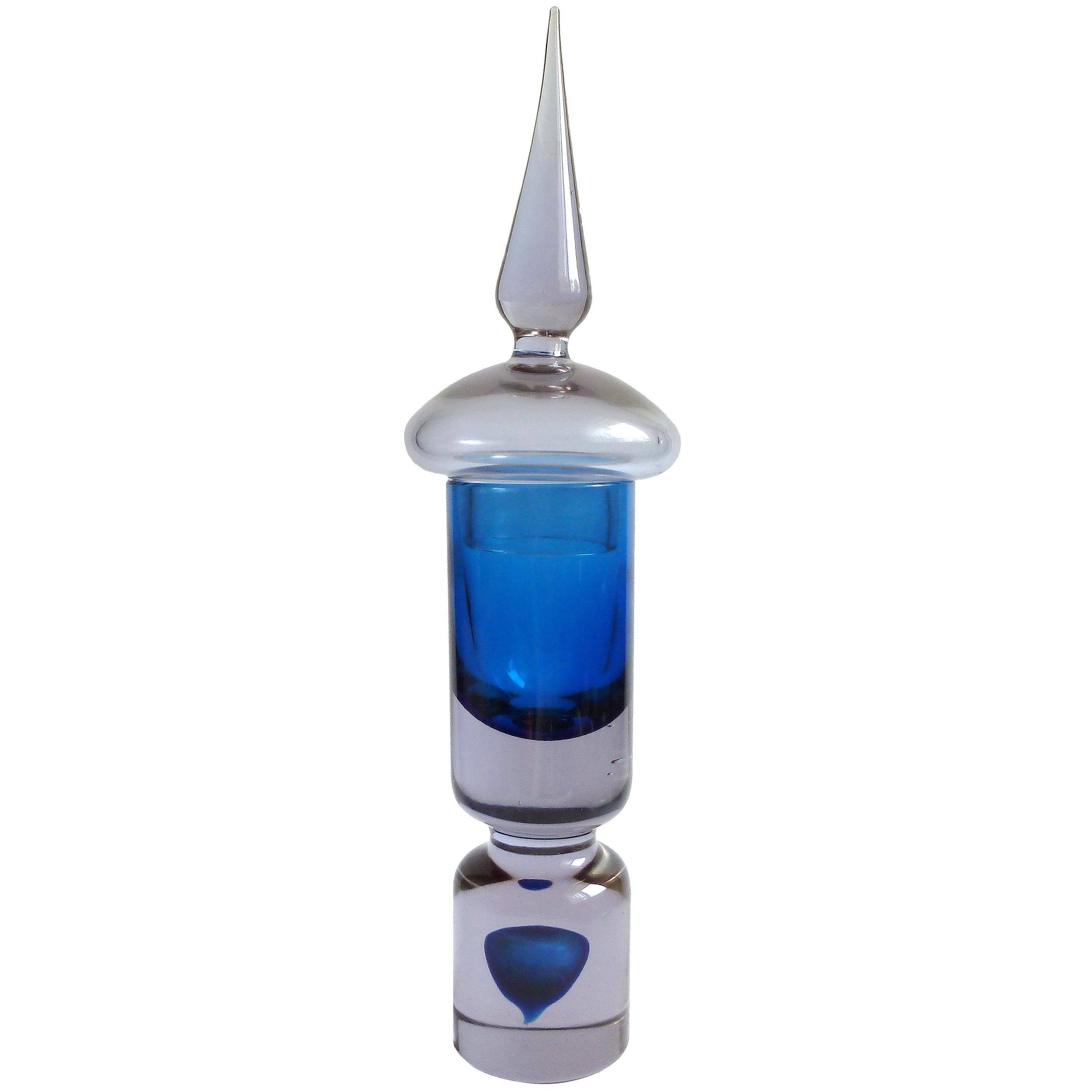 Cenedese Murano Sommerso Alexandrite Cobalt Italian Art Glass Rocket Decanter