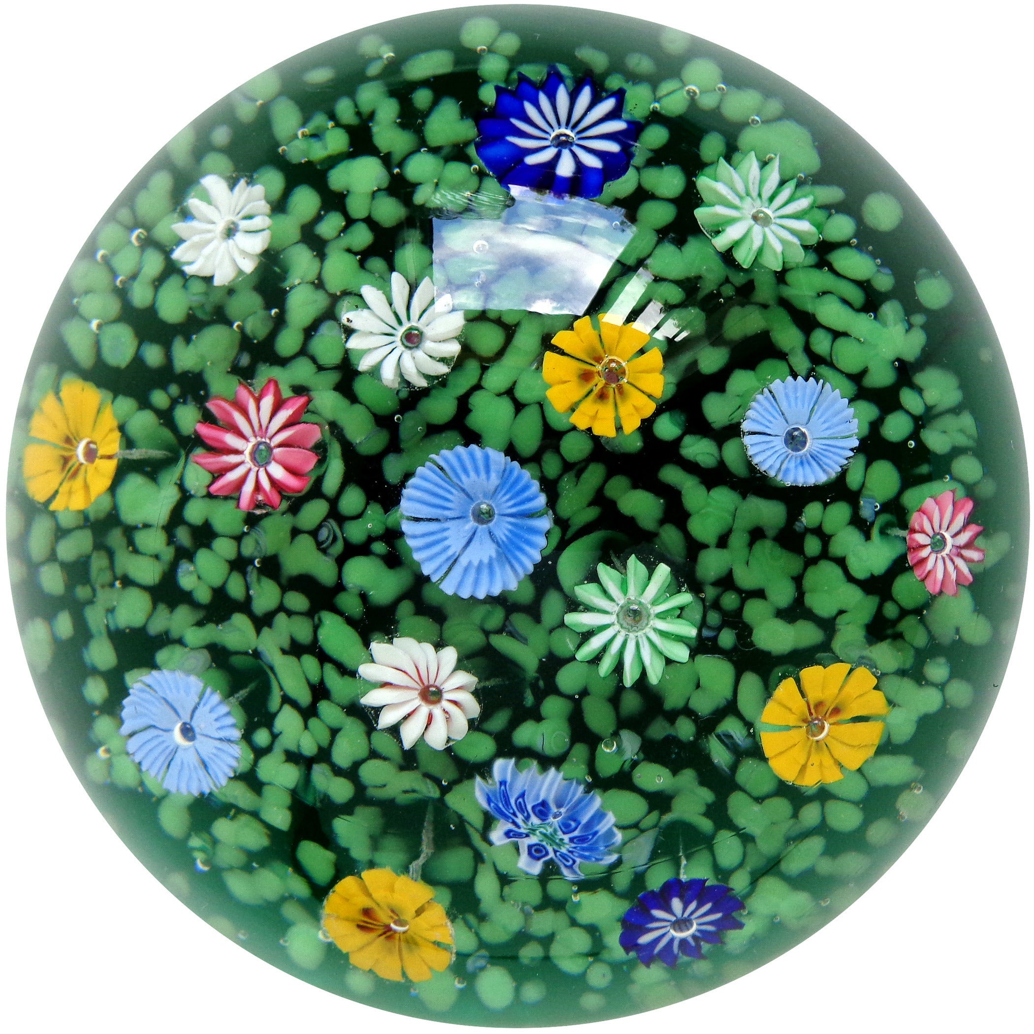 Murano Multicolor Millefiori Wild Flower Garden Italian Art Glass Paperweight