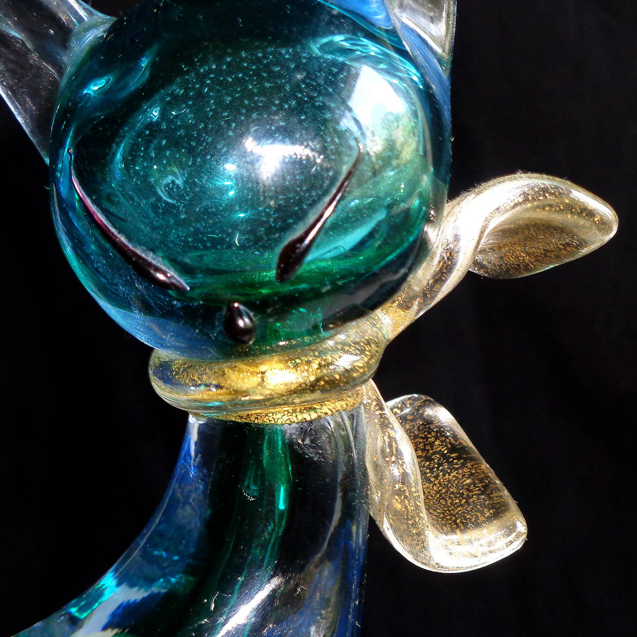 blue glass cat figurine