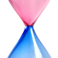 Paolo Venini Murano Clessidre Rosa y Azul Firmado Reloj de Arena de Vidrio Artístico Italiano