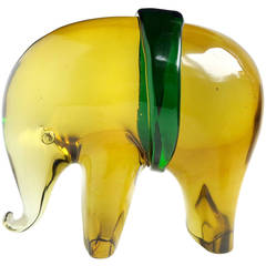 Gaspari Salviati Murano Sommerso Italian Art Glass Elephant Sculpture