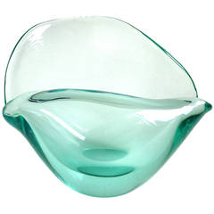 Seguso Vetri d'Arte Murano Sommerso Aqua Green Italian Art Glass Conch Shell 3