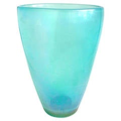 Dino Martens Aureliano Toso, Murano Iridescent Blue Art Glass Flower Vase