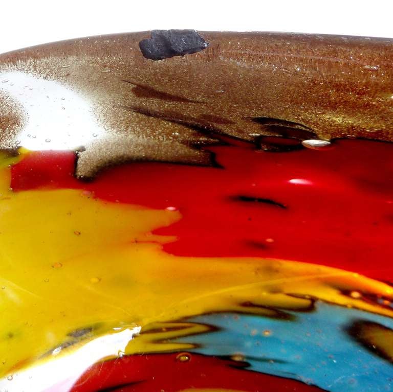 Blown Glass Dino Martens Aureliano Toso Murano Multicolor Swirl Italian Art Glass Bowl