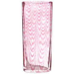 Cenedese Murano Pink Fenicio Pulled Feather Italian Art Glass Flower Vase
