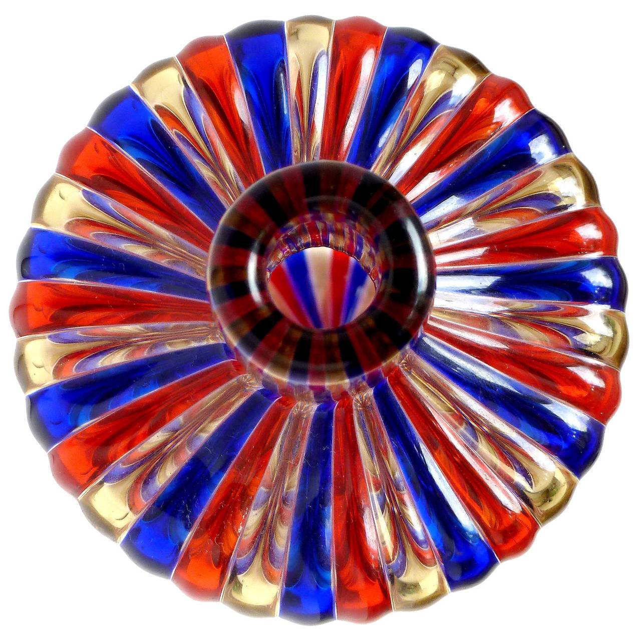 Venini Murano Signed Colorful Limited Edition A Canne Italian Art Glass Decanter In Excellent Condition In Kissimmee, FL
