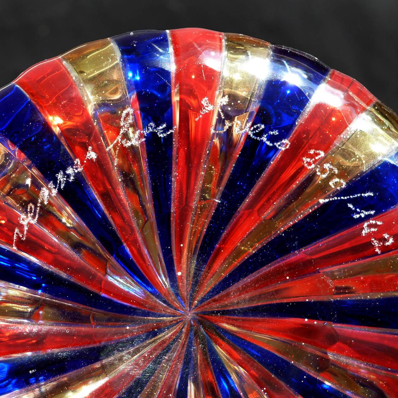 Venini Murano Signed Colorful Limited Edition A Canne Italian Art Glass Decanter 1