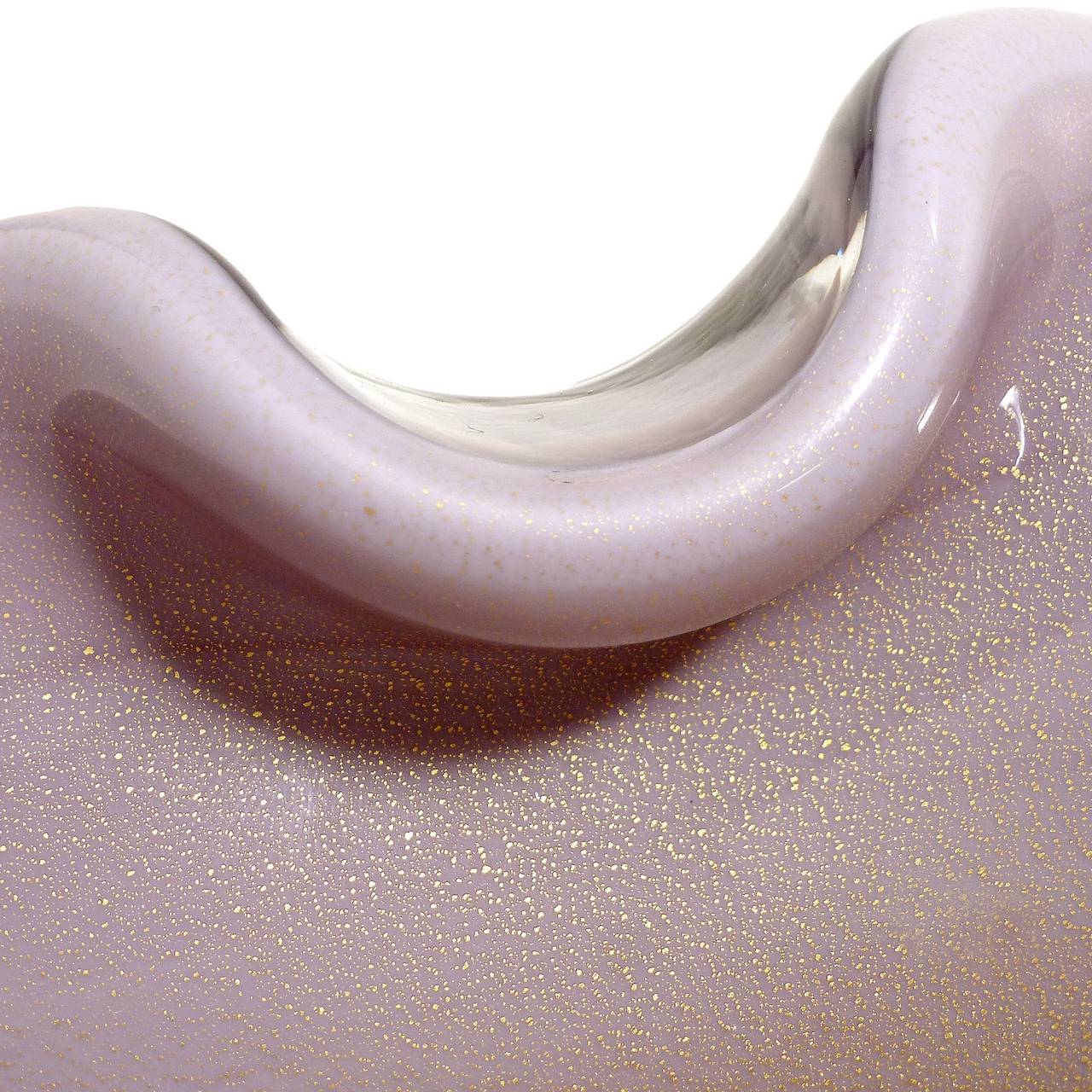 Mid-Century Modern Alfredo Barbini Murano Lavender Purple Gold Flecks Italian Art Glass Bowl