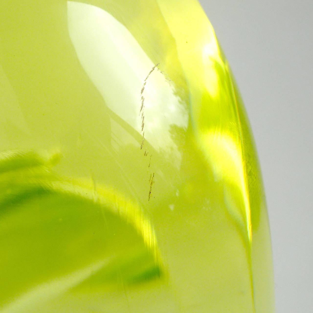 Mid-Century Modern Salviati Murano Yellow Green Vaseline Uranium Italian Art Glass Owl Sculpture