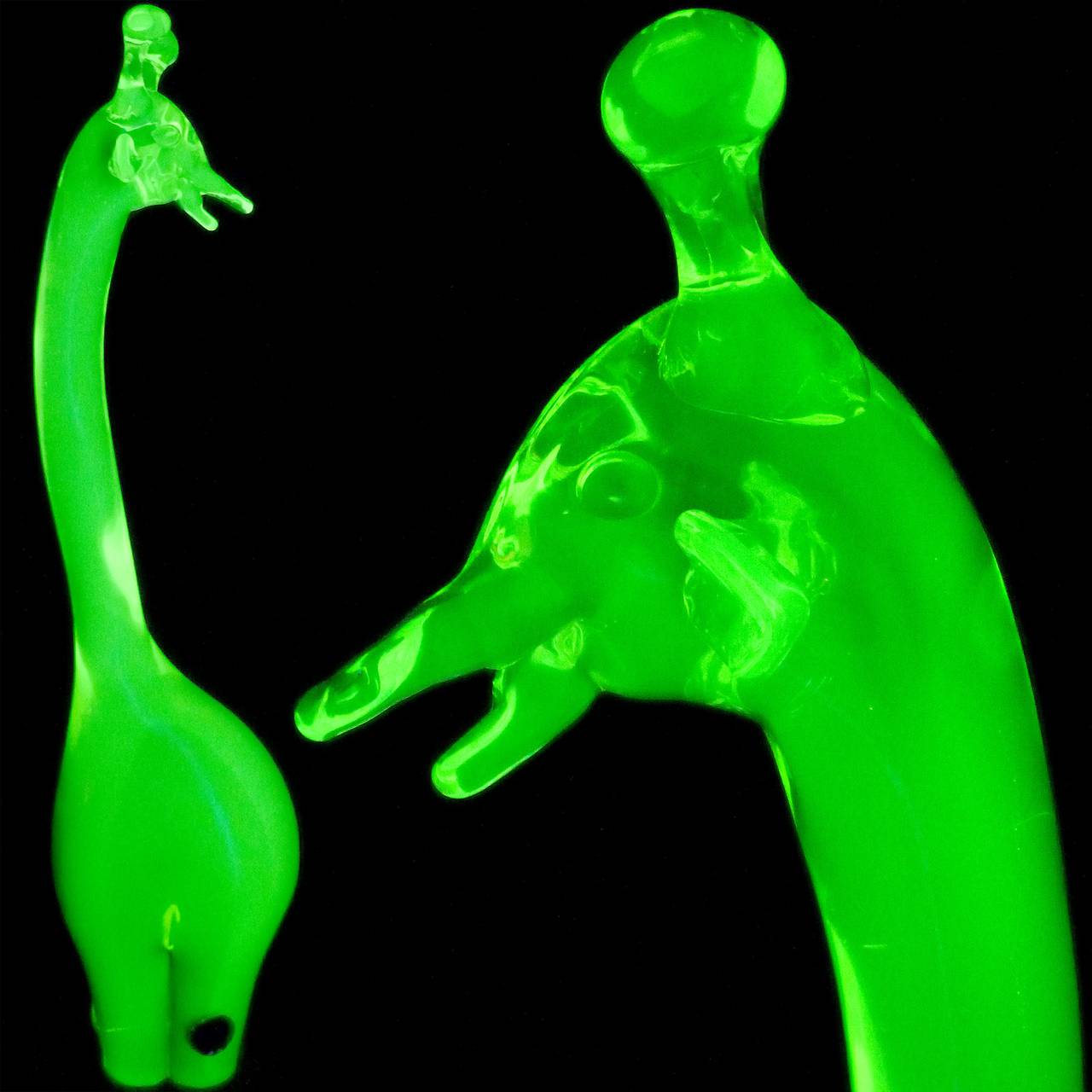 Salviati Murano Uranium jaune vert vaseline Italian Art Glass des années 50 Giraffe