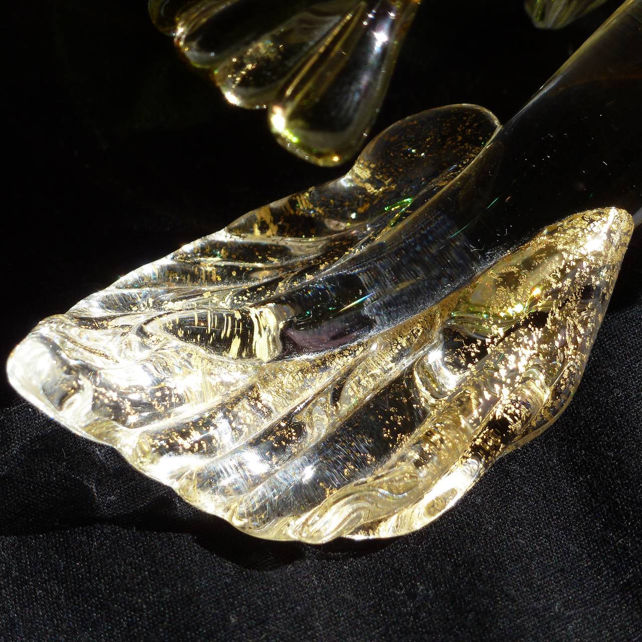 Blown Glass Seguso Vetri D Arte Murano Sommerso Gold Italian Art Glass 3 Birds Sculpture