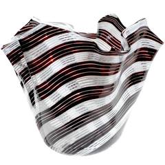 Dino Martens Aureliano Toso Murano Black White Italian Art Glass Fazzoletto Vase Dino Martens Aureliano Toso Murano Black White Italian Art Glass Fazzoletto Vase