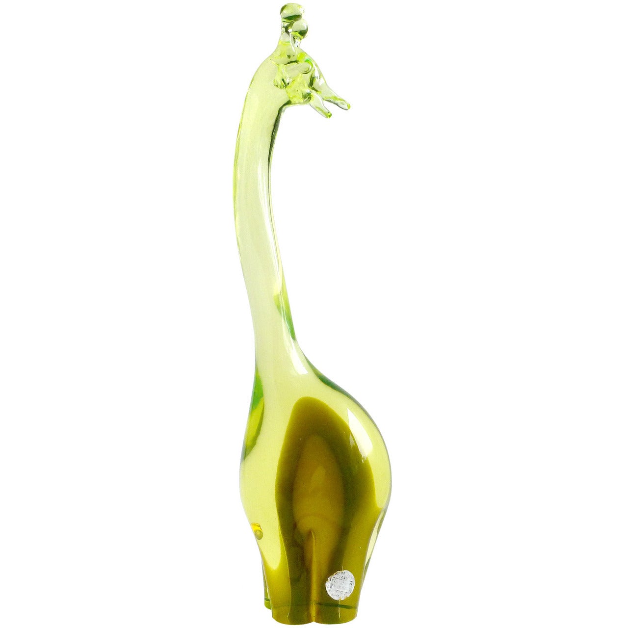 Salviati Murano Yellow Green Vaseline Uranium Italian Art Glass 50s Giraffe