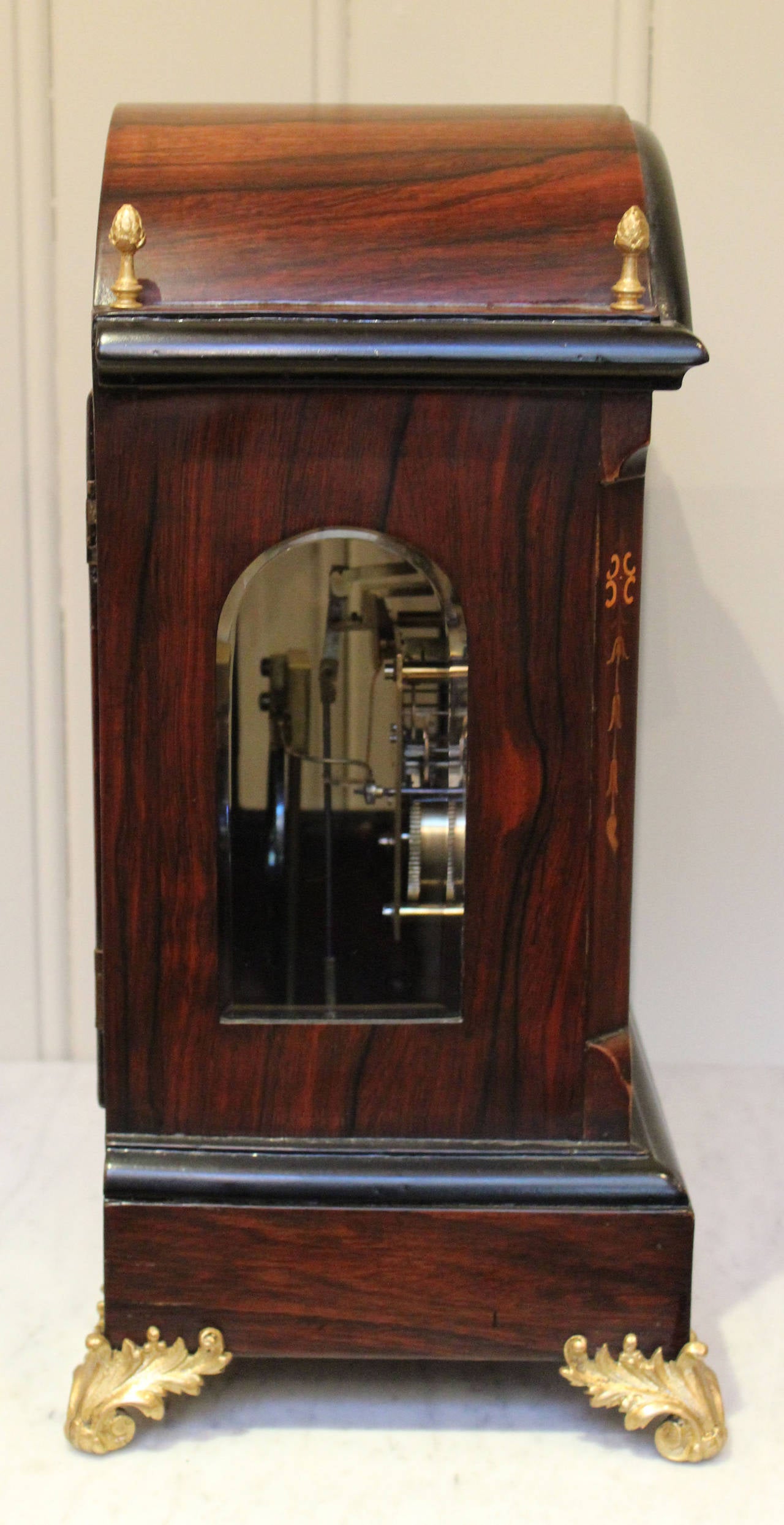 Rosewood and Inlay Lenzkirch Bracket Clock 3