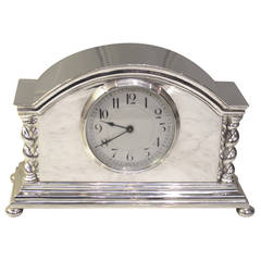 Antique Silver Plated Timepiece Mantel Clock